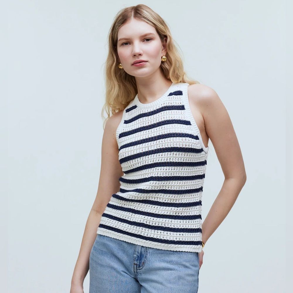 66- no991 sz xs madewell Crochet-Knit Crewneck Sweater Tank
